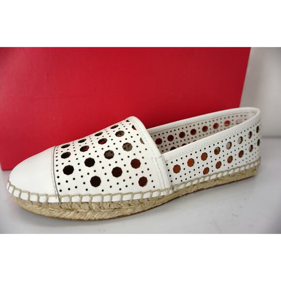 Kate Spade Leonia White Cut Out Perforated Woven Espadrille Flat SZ 7.5 NIB - Picture 2 of 10